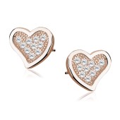 Cercei placati cu aur roz din argint inima cu pietre DiAmanti Z1063E_RG-DIA